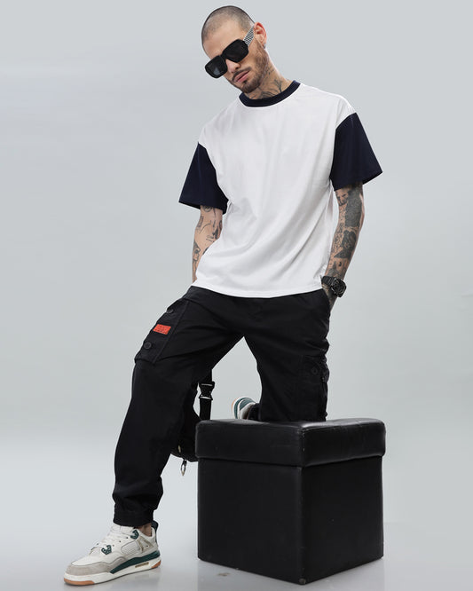 WHITE NAVY OVERSIZED T-SHIRT