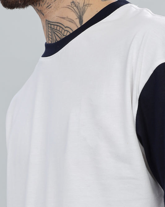 WHITE NAVY OVERSIZED T-SHIRT