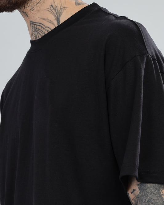 BLACK SOLID OVERSIZED T-SHIRT