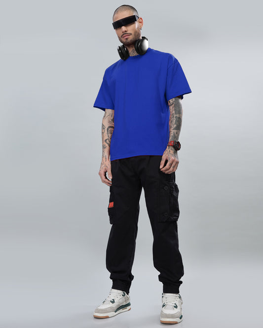 ROYAL BLUE SOLID OVERSIZED T-SHIRT