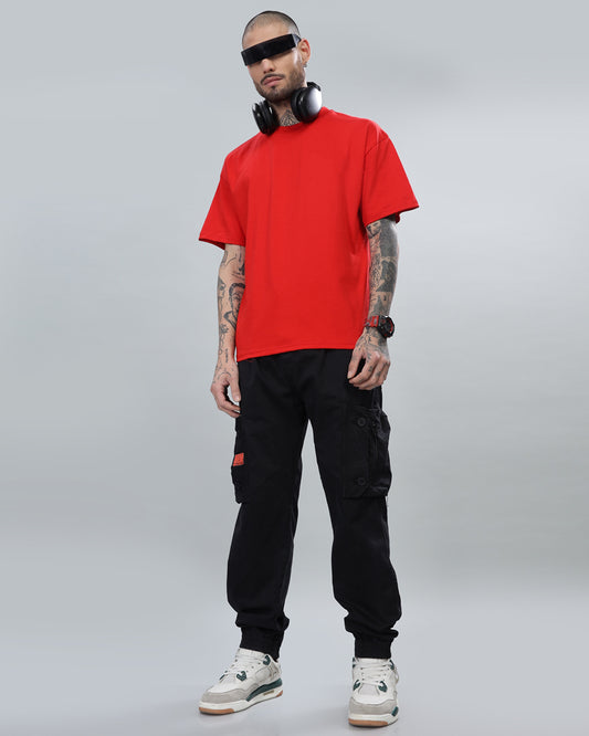 RED SOLID OVERSIZED T-SHIRT