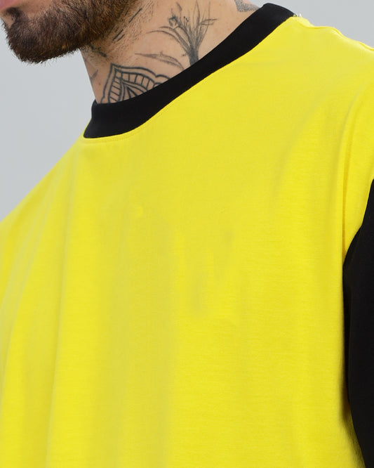 YELLOW BLACK OVERSIZED T-SHIRT