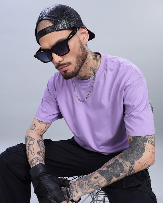 LAVENDER SOLID OVERSIZED T-SHIRT