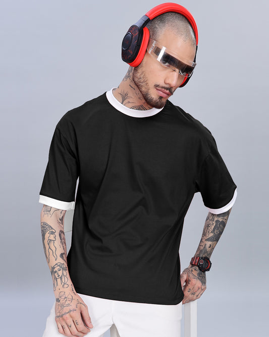 BLACK CONTRAST OVERSIZED T-SHIRT