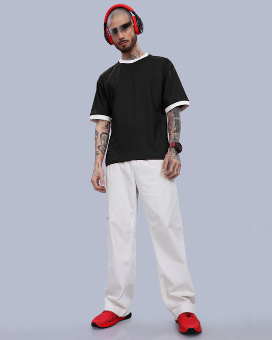BLACK CONTRAST OVERSIZED T-SHIRT