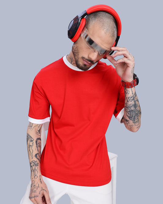 RED CONTRAST OVERSIZED T-SHIRT