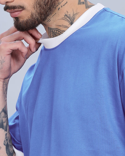 SKY BLUE CONTRAST OVERSIZED T-SHIRT