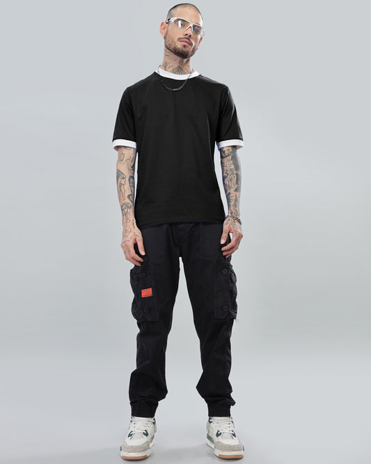 BLACK CONTRAST REGULAR FIT T-SHIRT