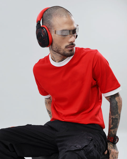 RED CONTRAST REGULAR FIT T-SHIRT