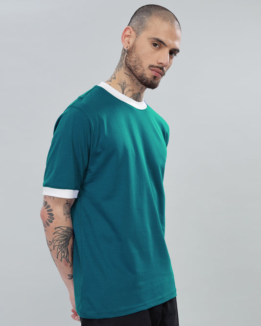 GREEN CONTRAST REGULAR FIT T-SHIRT