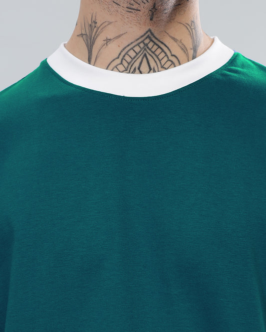 GREEN CONTRAST REGULAR FIT T-SHIRT