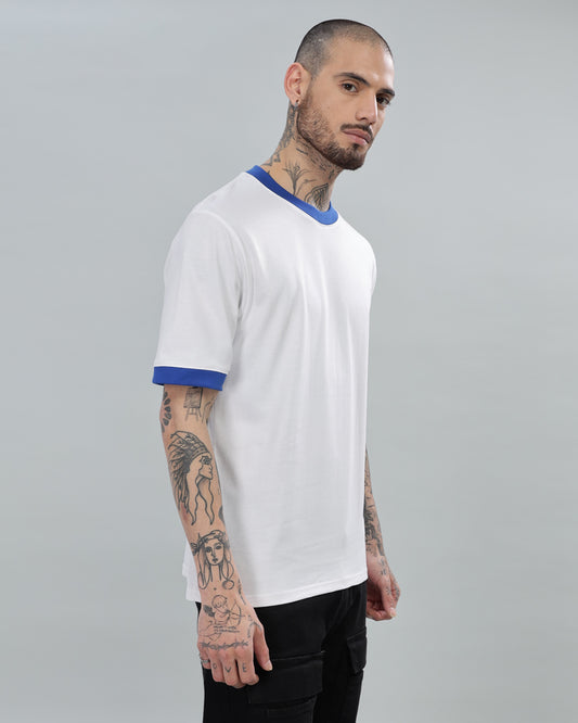 WHITE SOLID ROYAL CONTRAST REGULAR FIT T-SHIRT