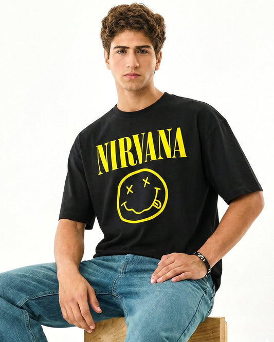 NIRVANA SMILEY BLACK T-SHIRT
